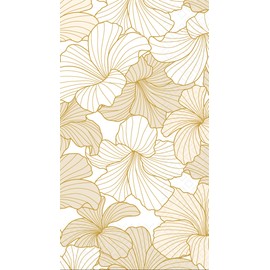 IHR Ideal Home Range Dinner Napkins Disposable 3-Ply Paper Hand Towels, 8.5" x 4.5", White Hibiscus Gold, 16-Count