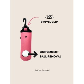 VIXII Sports Golf Tee Holder Golf Ball Carry Bag Pouch Golf Ball Holder Keychain Belt Clip Golf Gifts Accessories Birthday Valentine's Day Gift (Pink)
