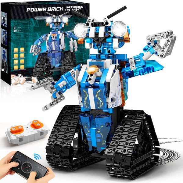 VEPOWER Robot giocattolo per bambini, programmabile e telecomandato, con app e telecomando, tecnologia STEM, robot da costruzione, idea regalo per ragazzi e ragazze a partire da 8+, 369 pezzi