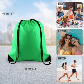 PLULON Drawstring Backpack Bags Bulk String Backpack Cinch Sack Pull Sport Gym Backpack Bags for Yoga Traveling Outdoor Sport (25, Green)