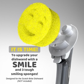 Smilyeez Smile Head for Scotch Brite Dishwand with Yellow Scrub Moji Sponges