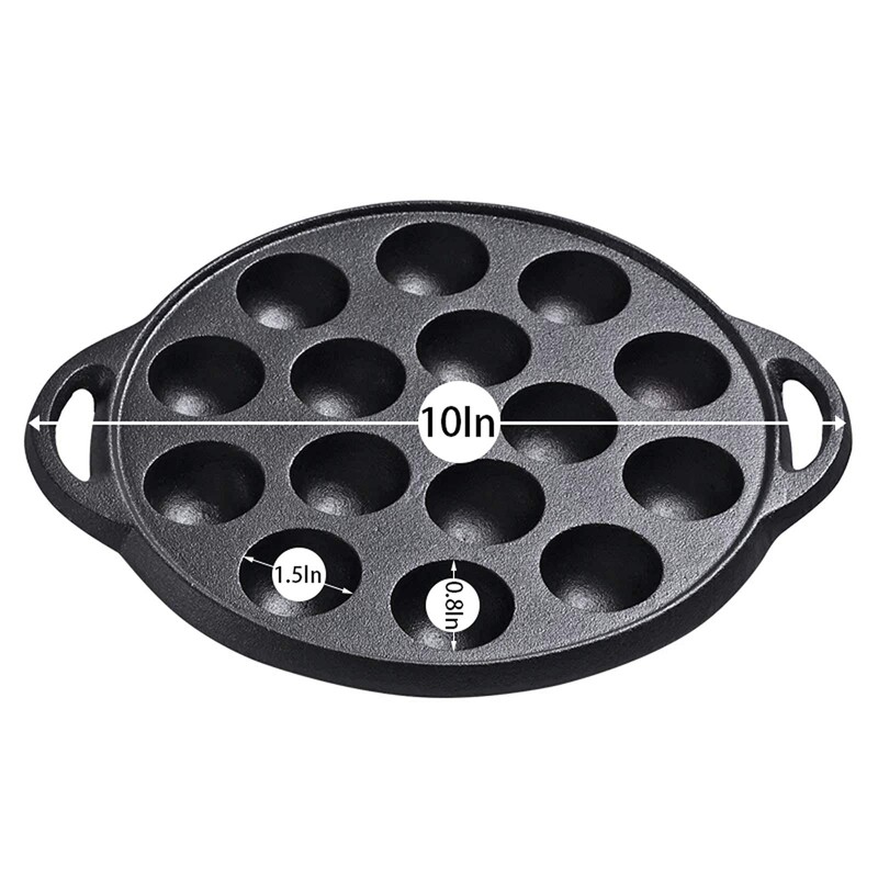 WUWEOT Non-Stick Takoyaki Pan, 1.5" Diameter Pre-Seasoned Cast Iron Octopus