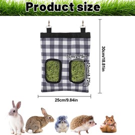 Rabbit Hay Bag, Guinea Pig Hay Bag, Rabbit Feeder Sack, 600D Oxford Cloth Fabric that Feeds Hay for Small Animals (2 Windows)
