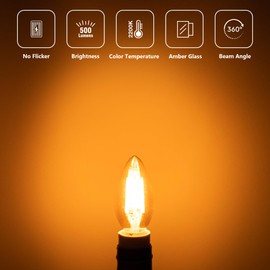 E14 Led Dimmbar Edison Vintage Glühbirne, C35 E14 Kerzenlampe, 6W LED Lampe ersetzt 60 Watt Birne, 2200K schönes warmes licht, 550lm Dekorative Glühbirne für Kronleuchter Hänge Kristalllampe, 6 Stück