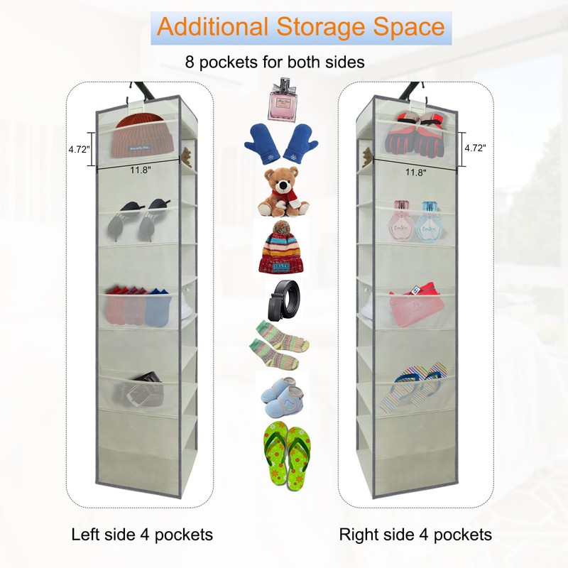 roomtalk 2 Pack Large-Sized Hanging Shoe Organizer 10-Shelf, Sturdy Hanging