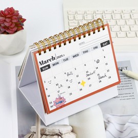 Koqye Small Desktop Calendar 2024-2025,Standing Flip Desktop Calendar for Planning Organizing Daily Scheduler, Small Calendar 2025 for Home Office School (Colorful)