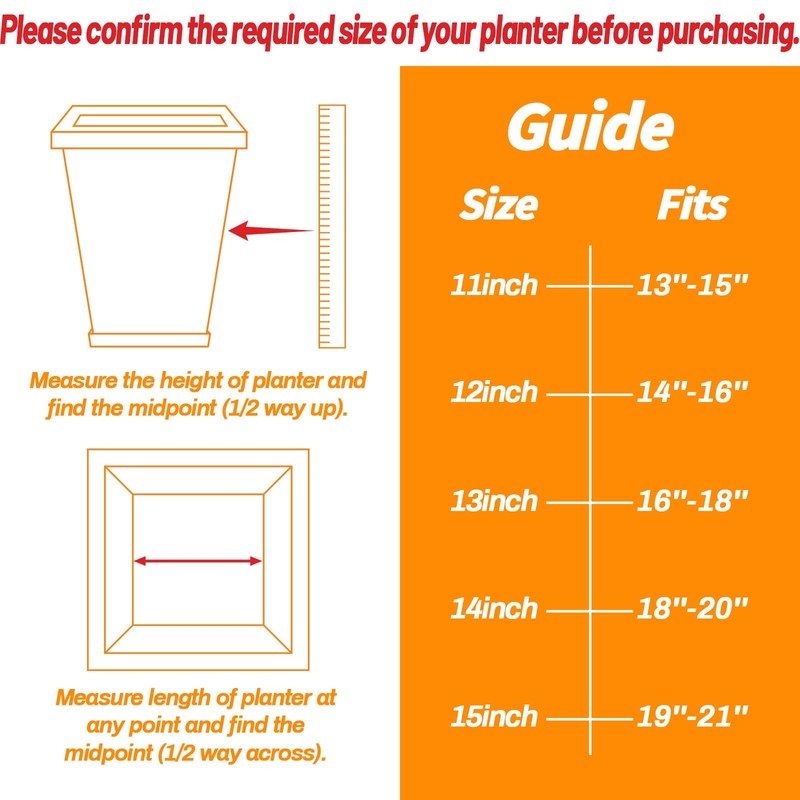 Conderyang 2Pcs 11" Square Planter Insert, Durable Plastic Plant Pot