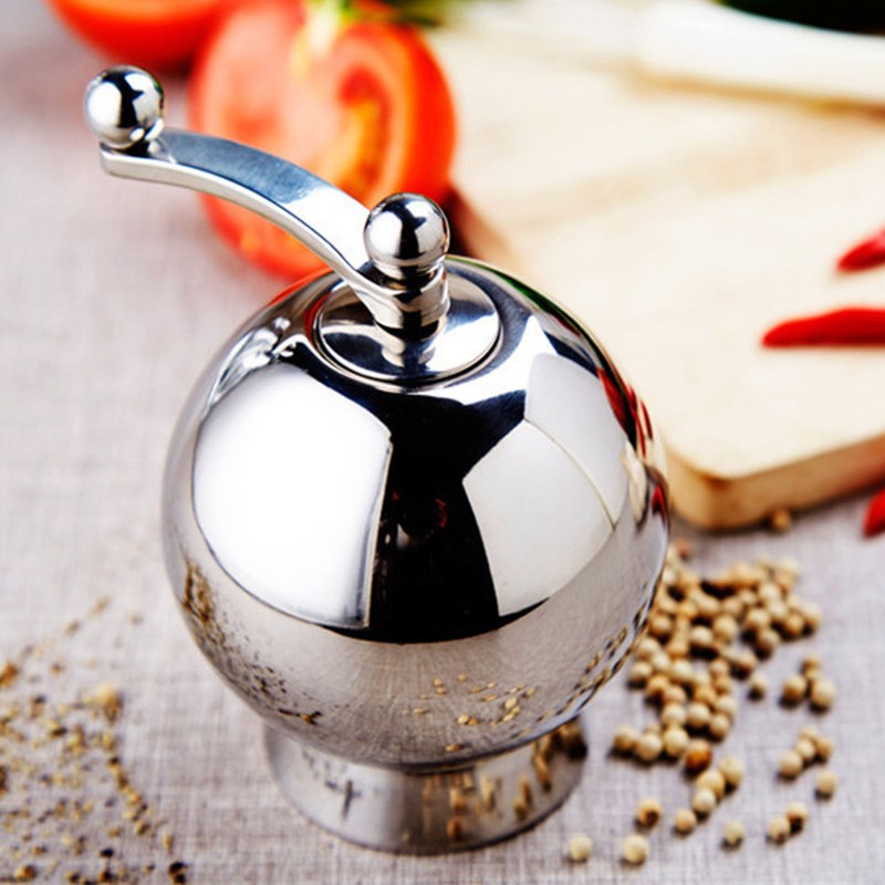 Pepper Grinder with Long Crank 304 Stainless Steel Round Hand