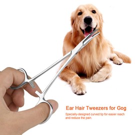 Dog Ear Hair Removal Tool, Dog Ear Plucking Tool Dog Ear Hair Remover Pets Ears Nose Hair Puller Stainless Steel Grooming Cleaning Clamp with Curved Tip Tweezers for Pet Cat Trimmer Accessories(small)