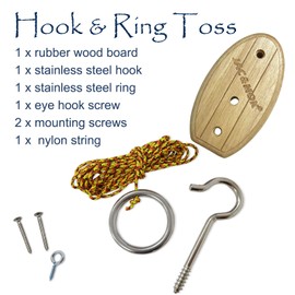 Hook and Ring Toss Game Swing Target Game DIY Kit -Stainless Steel Ring, Polyester Rope and Hardware (Short Board - Yellow 1)