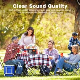 Goodes Portable Radio AM FM with Best Reception, Transistor Radio with Loud Speaker, Battery Powered or DC USB, Clear Dial, Digital Time Display, Headphone Jack,Perfect for Home/Outdoor/Emergency Use