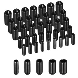 uxcell 100pcs Round Rubber End Caps Protective Caps 3mm 4mm 5mm 6mm 7mm Black Screw Thread Protectors