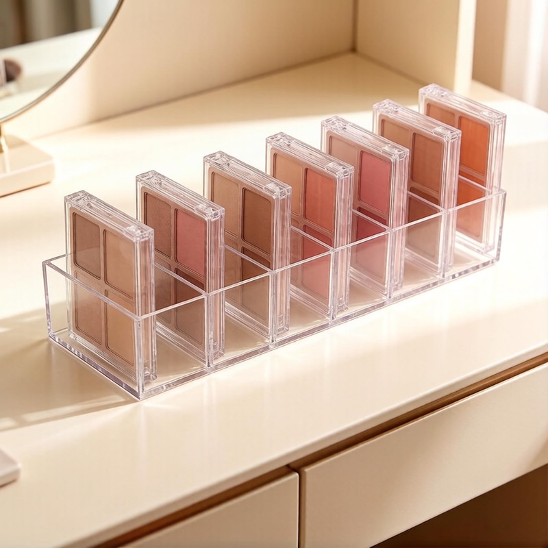 DYMSUP 6-Compartment Clear Acrylic Organizer with Detachable Dividers, Eyeshadow Palette