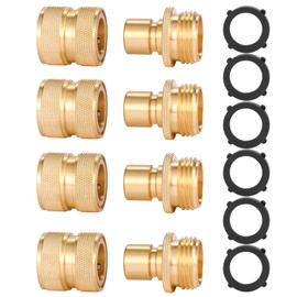 3/4 Inch Garden Hose Fitting Quick Connector Male and Female Set (4 Sets)