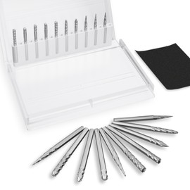 CATITO Carbide Burr Set Die Grinder Bit, 10Pcs 1/8" Shank Double Cut Carbide Rotary Burr Set for Steel, Wood and Metal Working, Engraving, polishing and Cleaning.