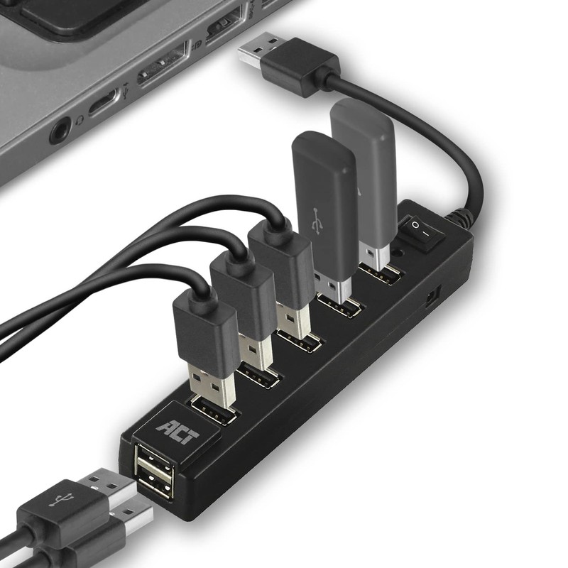 ACT USB Hub, Portable USB Distributor, USB Hub 7 Port,
