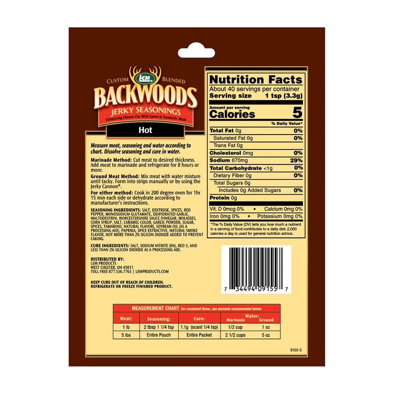 Backwoods Hot Seasoning with Cure Packet