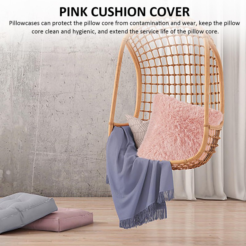 TYGFRT 2 Plush Pillowcases, Pink Cushion Cover, Fluffy Soft Pillowcase,