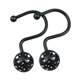 Black Shower Curtain Hooks Rings for Bathroom Set of 12 Decorative Shower Curtain Hooks Oil Rubbed Rust Resistant Shower Hooks for Curtain Rod Bath Room Accessories Decor