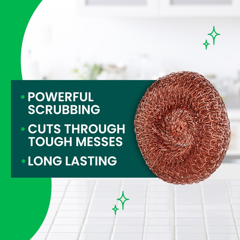 Scotch-Brite Copper Coated Scrubbers, Scouring Pads for Cleaning Tough Baked-On