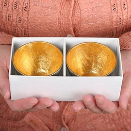 Gui Mug, Iniguchi Nosaku, 100% Tin, Sake Bottle, Set of 2, Gold Foil