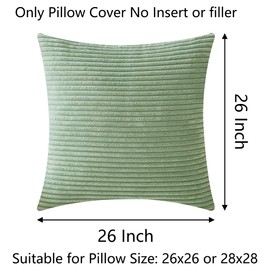 Demetex Spring 65 x 65 Cushion Covers Green Cushion Cover Modern Corduroy Striped Cushion Covers for Living Room Dining Room Sofa Chair, 65x65 cm, Set of 2, Sage Green