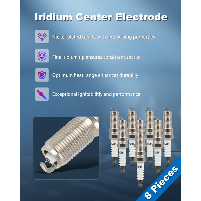 ECCPP 8 PCS Platinum Iridium Spark Plugs for Ford for