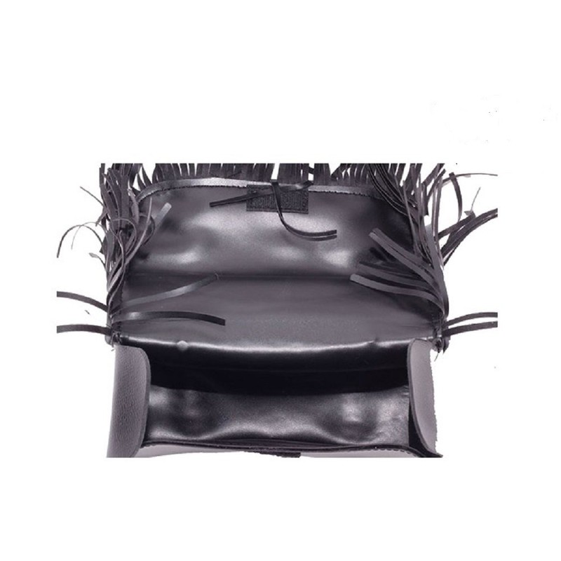 Black Motorcycle Tool Bag With Braid, Fringes & Concho-12-Inch