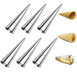 Aeyistry 6Pack Cream Horn Molds,Stainless Steel Cone Tubular Shaped Mold for Cannoli Tubes Croissant for Kitchen, Party, Baking Waffle
