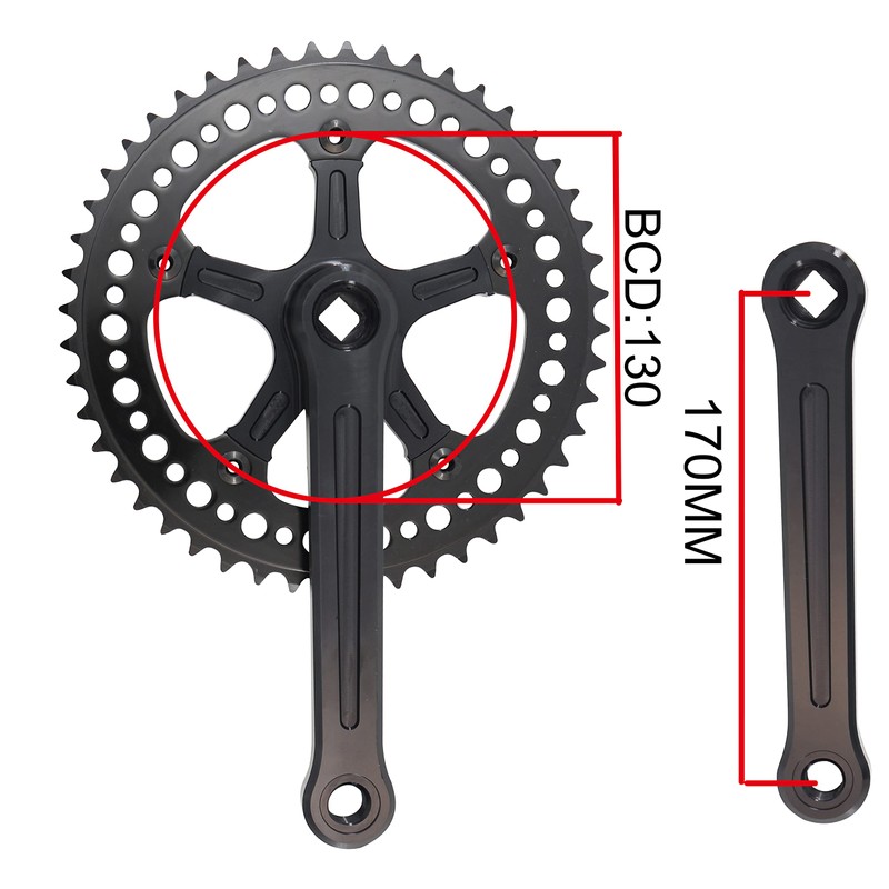 WEERAS Fixed Gear Bicycle Crankset Single Speed 48T 130BCD 170mm