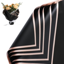 Florist Bouquet Wrapping Paper - 20 Sheet Pack of Waterproof, Elegant & Versatile Paper for Flower Arrangements, DIY Crafts, Special Occasions (Black)