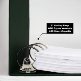 Carstens 3-Inch Heavy Duty 3-Ring Binder for Treatment Administration Records (Tar) – Side Opening, Forest Green