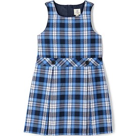 Lands' End Uniform Custom Jumper Top of Knee Clear Blue Plaid Kids 7