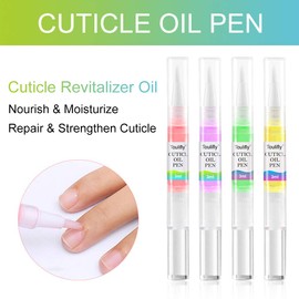 Nail hardener, nail care pen, cuticle care oil, nail builder serum protection and strengthening cuticles against brittle, thin, soft nails (4 pieces)