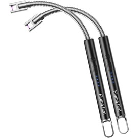 2-Pack USB Rechargeable Electric Candle Lighters – Flameless, Windproof, Flexible Long Neck for BBQ, Fireworks, and Camping
