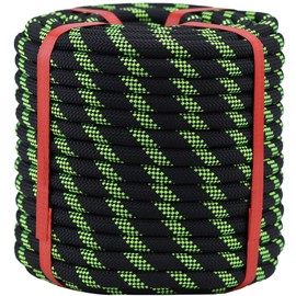 Double Braid Arborist Rope Black(1/2 in x 100 ft) Arborist Rigging Polyester Rope - 48 Strand PRope Swing for Tree Bull Rope for Outdoor, Climbing, Swing, Sailing