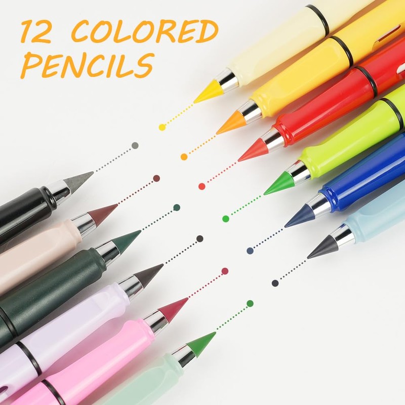 Ainiv Inkless Pencil with Eraser, 5 Sets Infinity Pencil Everlasting