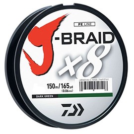 Daiwa J-Braid 150-Meter 8-Strand Woven Round Braid Line, Dark Green, 20-Pounds, 20 lb