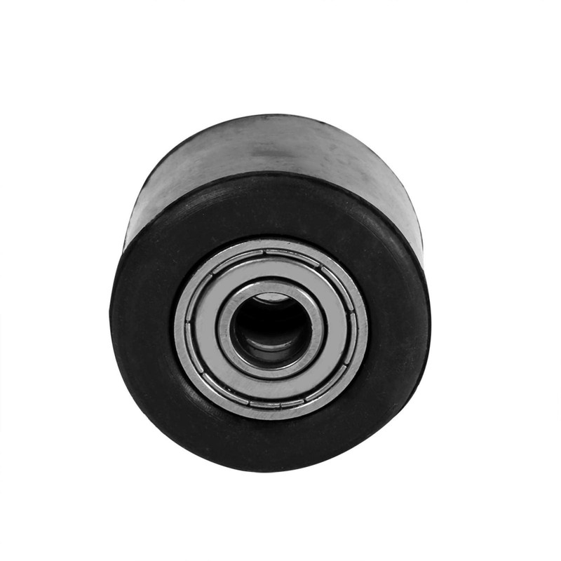 Chain Tensioner Pulley Wheel Guide, Rubber & Iron, Black, Inner