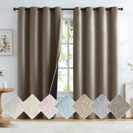 Brown Full Blackout Curtains for Living-Room Bedroom 95inch Long Thick Thermal Insulated Energy Saving Window Curtain Panels 52"x95" Grommet Top 2pcs