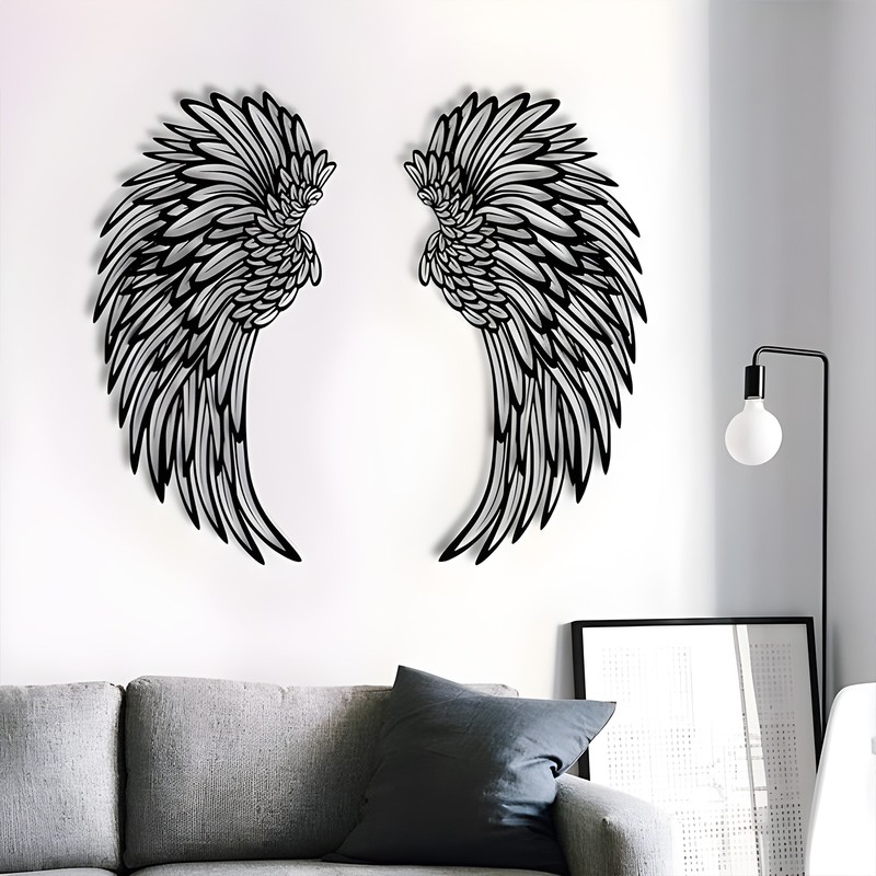 1 Pair Angel Wings Metal Mural Wall Sculpture Decor for
