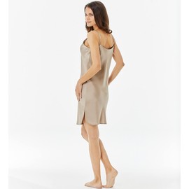 Jadee Women's Silk Nightdress Night Dress Negligee 100% Silk, nougat