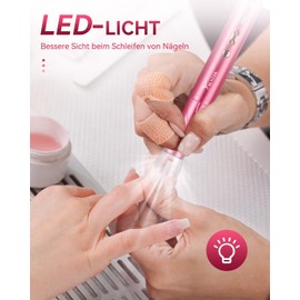 YBLNTEK Electric Nail Drill, Wireless Nail Drill Set, Professional Manicure Pedicure for Acrylic Gel Nails, 30000 RPM Portable Nail File with LED Light