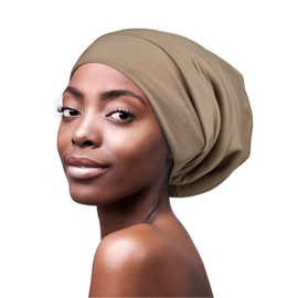 Comfortable Satin Lined Sleep Cap Smooth Fabric Hats for Curly Hair Tiger Stripe Light Brown