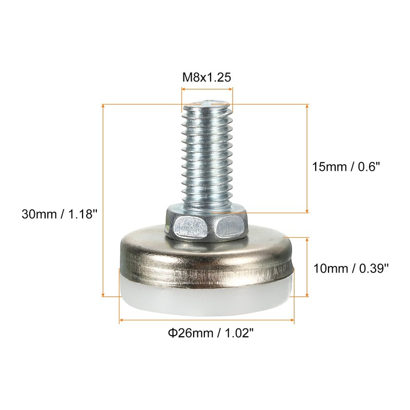uxcell Furniture Levelers, 4Pcs M8x16 - Adjustable Furniture Leveling Feet