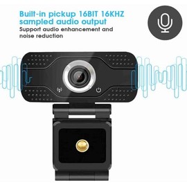 ASHATA Cámara Web 1080P con Micrófono con Reducción de Ruido Digital 3D, Cámara Web HD de 2MP USB, Cámaras Web sin Controladores para Transmisión de
