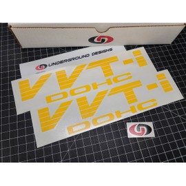 VVT-i DOHC Decals Fat Blinds (2-Pack) Vinyl Sideskirt Rocker 10" Stickers fits Toyota Celica Scion TRD Select Color: (Gloss Yellow)