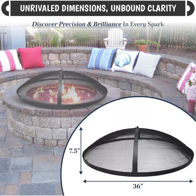 FEBTECH 36" Round Fire Pit Spark Screen Lid with Hook