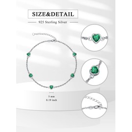 Dorunmo Green Anklet for Women 925 Sterling Silver May Birthstone Anklets for Women Emerald Women's Anklets Birthday Summer Jewelry for Wife Mom