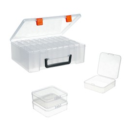 Letken 18 Pieces Small Plastic Craft 0rganizers and Storage, Transparent Box with Hinged Lid for Storage of Jewelry, Diamonds, DIY Art Craft Accessory